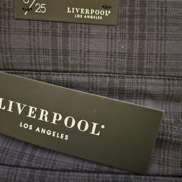 NWT Liverpool Los Angeles Pull On Stretch Leggings Night Sky Blue Plaid 0 25 - Picture 5 of 5
